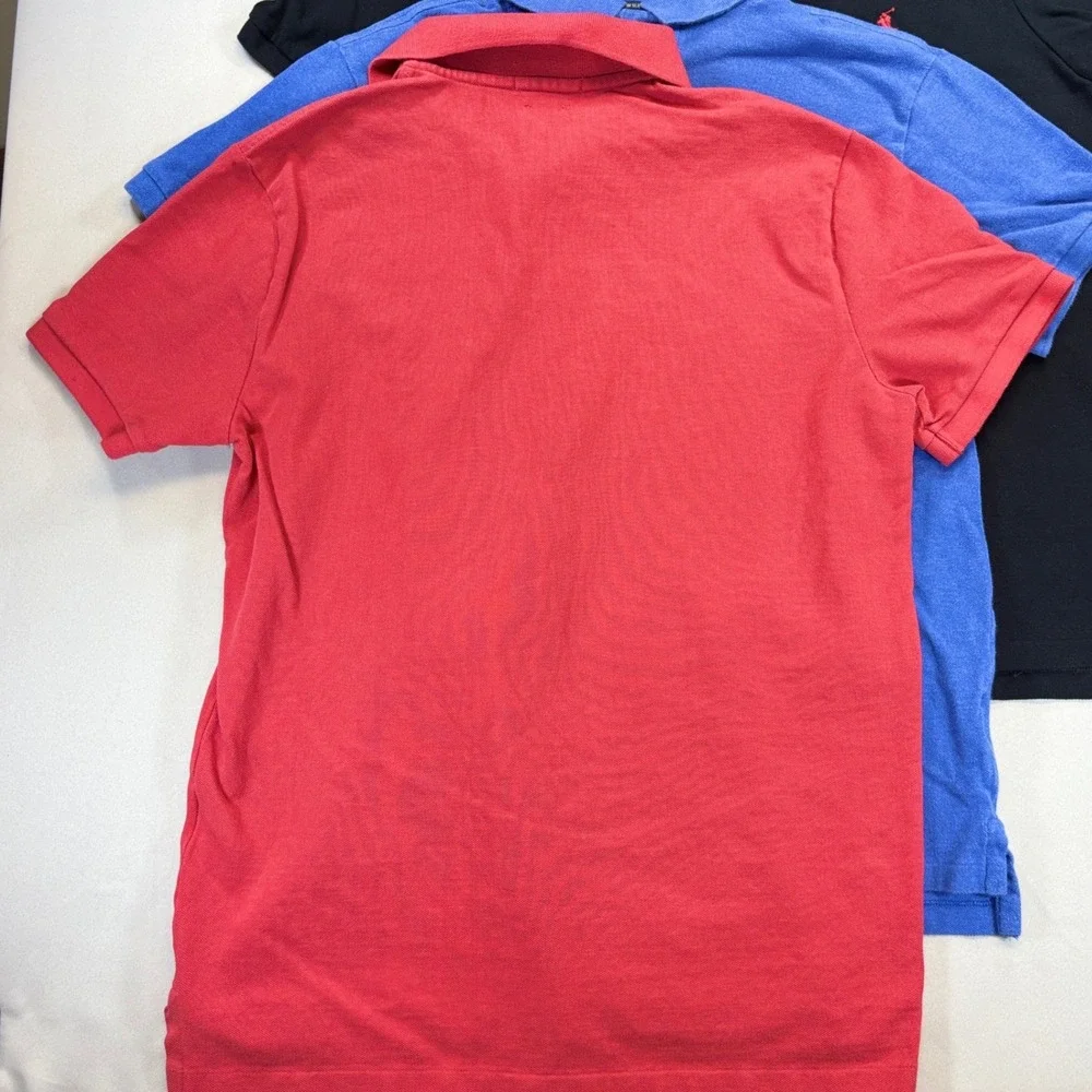 3 Polo Ralph Lauren Polos Men Size M Slim Red Blue Black Short Sleeve Pony Pique